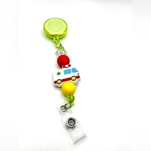 Colorful Ambulance Beaded Badge Reel